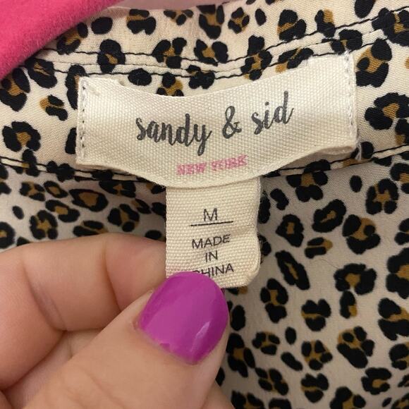 SANDY & SID • via Francesca’s Leopard Animal Print Button Down Tie Collar Top - Picture 6 of 7